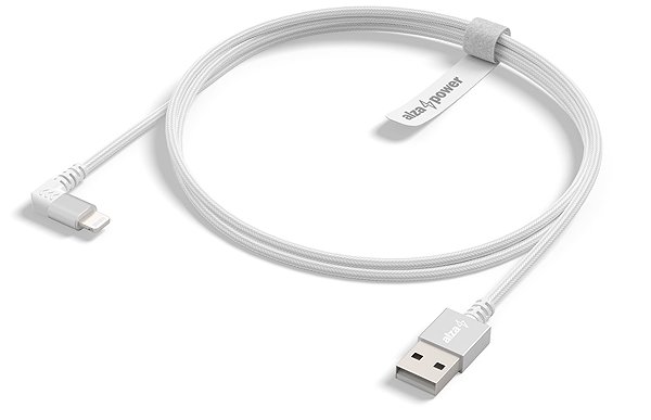 Data Cable AlzaPower 90Core USB-A to Lightning MFi 1m Silver Lateral view