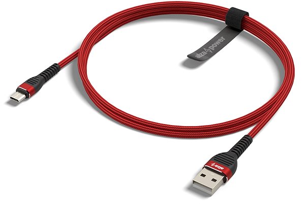 Data Cable AlzaPower CompactCore USB-A to Micro USB 1m, Red Lateral view