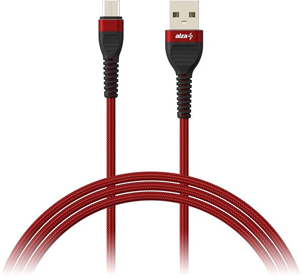 Data Cable AlzaPower CompactCore USB-A to Micro USB 1m, Red Screen