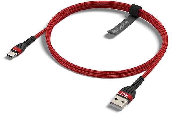 Data Cable AlzaPower CompactCore USB-A to USB-C 1m, Red Lateral view