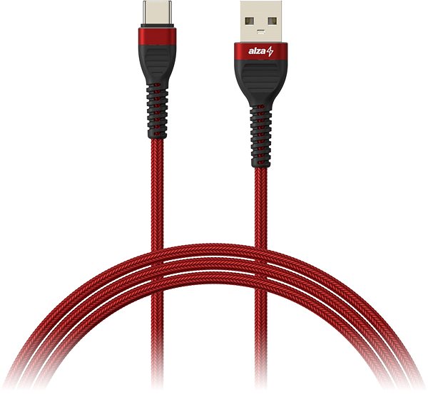 Data Cable AlzaPower CompactCore USB-A to USB-C 1m, Red Screen