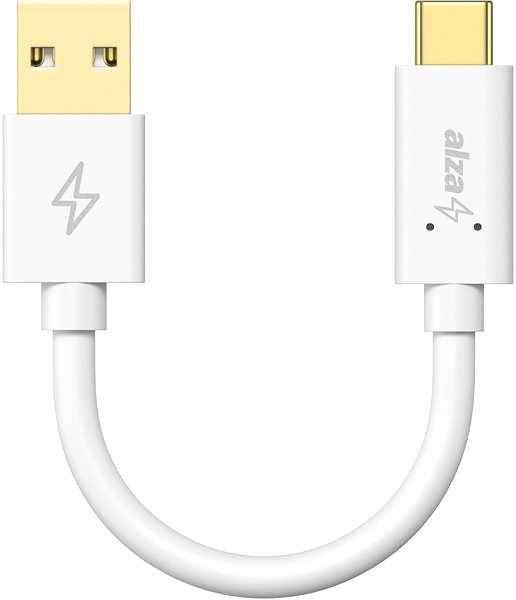 Data Cable AlzaPower Core Charge USB-A to USB-C 2.0 0.13m, White Screen