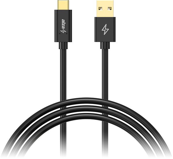 Data Cable AlzaPower Core Charge USB-A to USB-C 2.0 0.5m, Black Screen