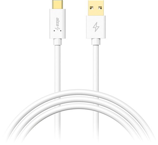 Data Cable AlzaPower Core Charge USB-A to USB-C 2.0 0.5m, White Screen