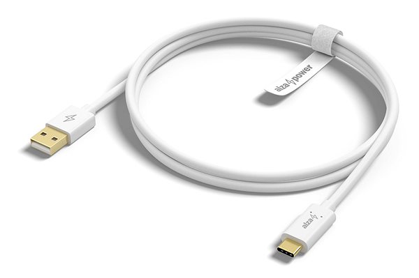 Data Cable AlzaPower Core Charge USB-A to USB-C 2.0 1m, White Lateral view