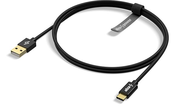 Data Cable AlzaPower AluCore Charge USB-A to USB-C 2.0 0.5m Black Lateral view