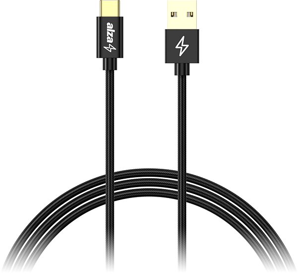 Data Cable AlzaPower AluCore Charge USB-A to USB-C 2.0 0.5m Black Screen