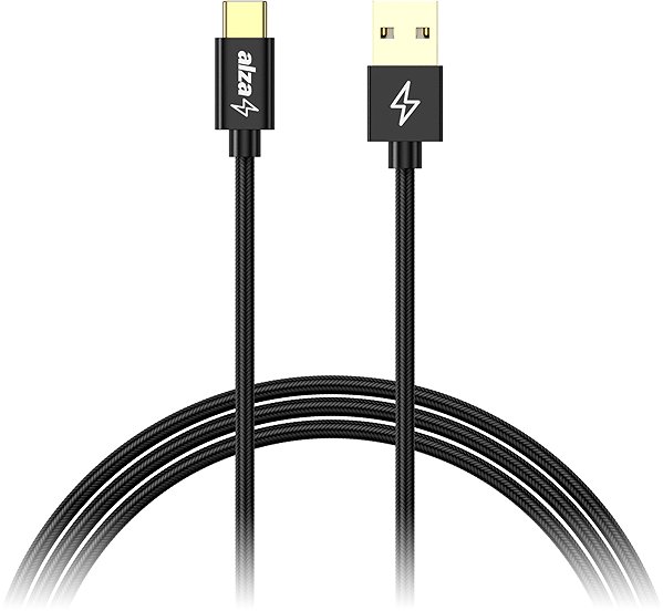 Data Cable AlzaPower AluCore Charge USB-A to USB-C 2.0 2m Black Screen