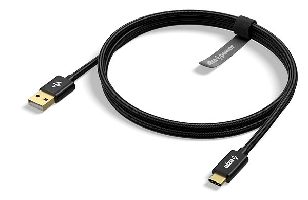 Datenkabel AlzaPower AluCore Charge 2.0 USB-C 3m Black Seitlicher Anblick