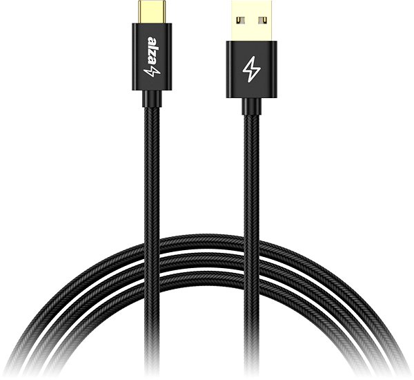 Data Cable AlzaPower AluCore Charge USB-A to USB-C 2.0 3m Black Screen