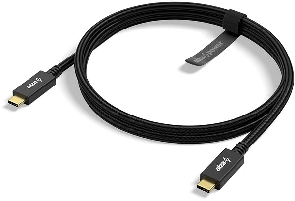 Dátový kábel AlzaPower AluCore USB-C/USB-C 3.2 Gen 1, 3 A, 60 W, 0,5 m čierny Bočný pohľad