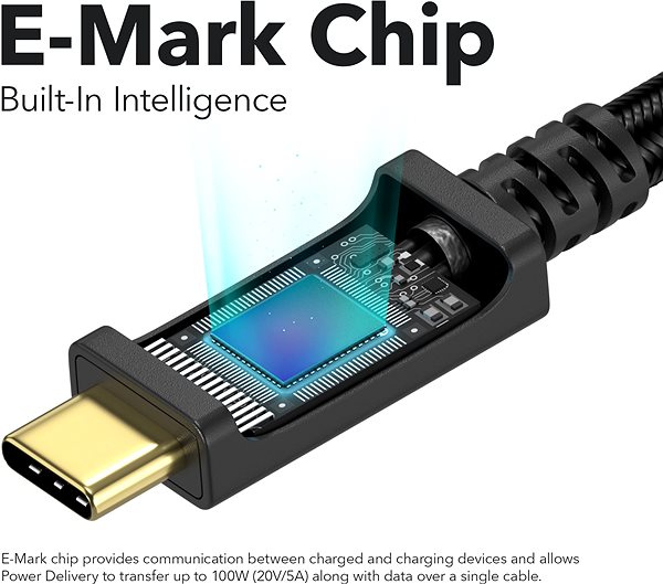 Dátový kábel AlzaPower AluCore USB-C/USB-C 3.2 Gen 1, 3 A, 60 W, 0,5 m čierny Vlastnosti/technológia