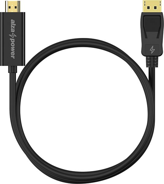 Video kábel AlzaPower Core DisplayPort (M) na HDMI (M) FullHD 1.5m čierny Screen