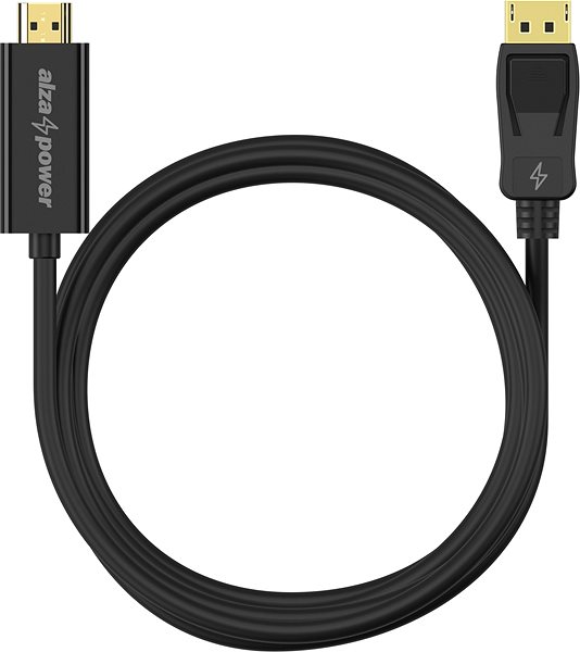 Video kábel AlzaPower Core DisplayPort (M) na HDMI (M) 2 m čierny Screen