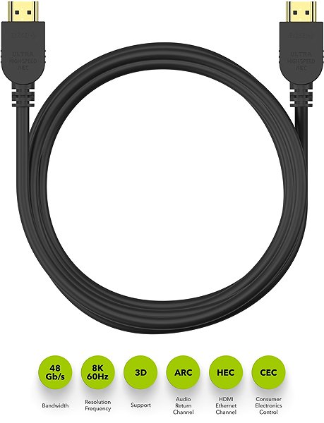 Video Cable AlzaPower Core Premium HDMI 2.1 High Speed 8K 3m black Features/technology