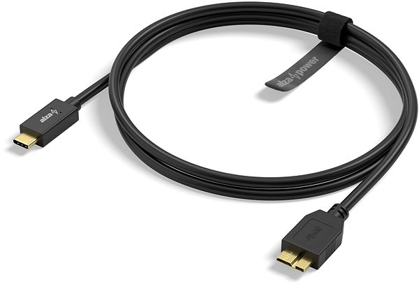 Data Cable AlzaPower USB-C to Micro USB-B 3.2 Gen 1 0.5m black Lateral view