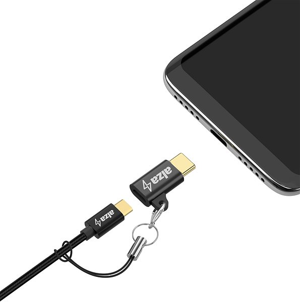 Adapter AlzaPower USB-C (M) to Micro USB (F) Keychain Black Features/technology