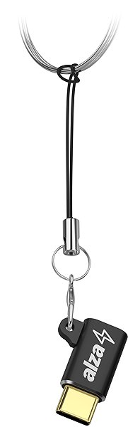 Adapter AlzaPower USB-C (M) to Micro USB (F) Keychain Black Screen