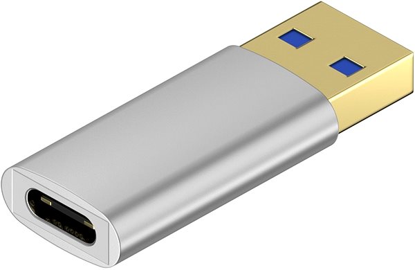 Adapter AlzaPower USB-A (M) to USB-C (F) 3.2 15W 5Gbps Silver Lateral view
