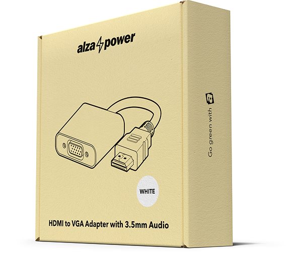 Adapter AlzaPower HDMI (M) to VGA (F) with 3.5mm Jack, White ...