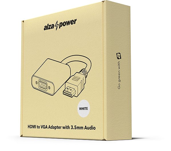 Adapter AlzaPower HDMI (M) to VGA (F) with 3.5mm Jack, White ...