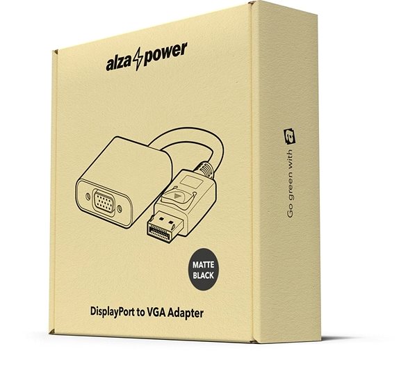 Adapter AlzaPower DisplayPort (M) to VGA (F) 0.18m Matt Black Packaging/box