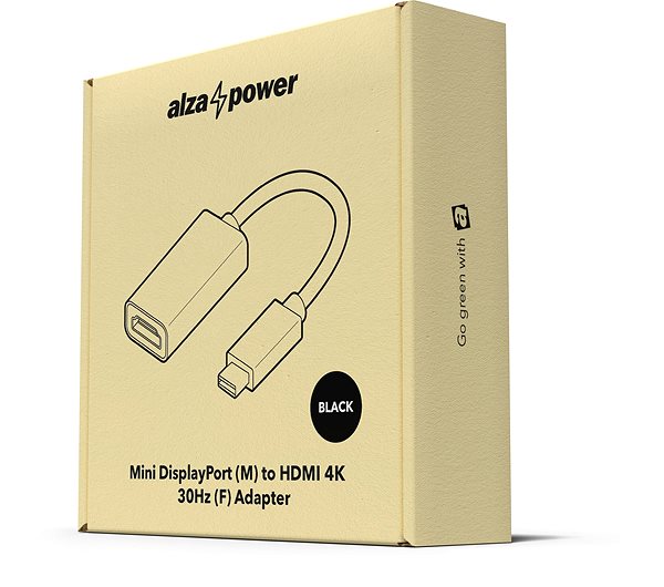 Adapter AlzaPower Core Mini DisplayPort (M) to HDMI (F) 4K 30Hz Black Packaging/box