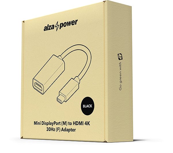 Adapter AlzaPower Core Mini DisplayPort (M) to HDMI (F) 4K 30Hz Black Packaging/box