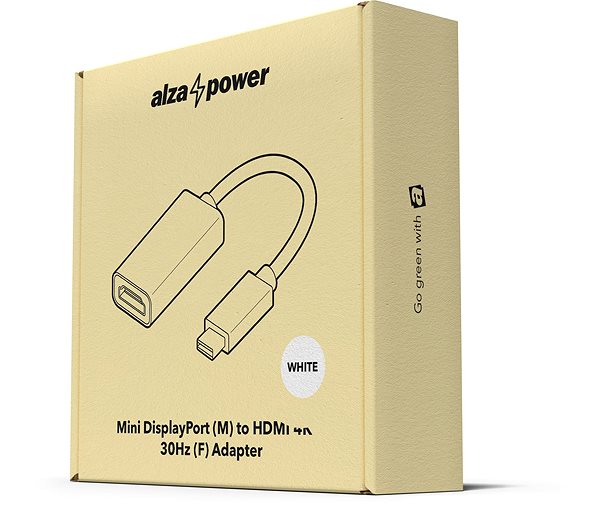 Adapter AlzaPower Core Mini DisplayPort (M) to HDMI (F) 4K 30Hz White Packaging/box