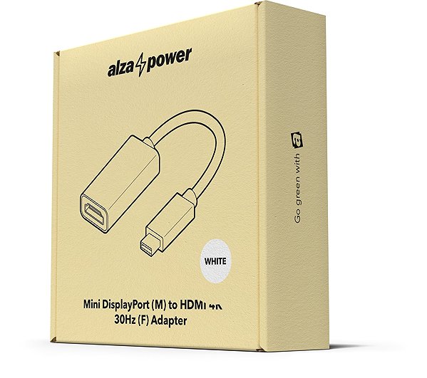 Adapter AlzaPower Core Mini DisplayPort (M) to HDMI (F) 4K 30Hz White Packaging/box