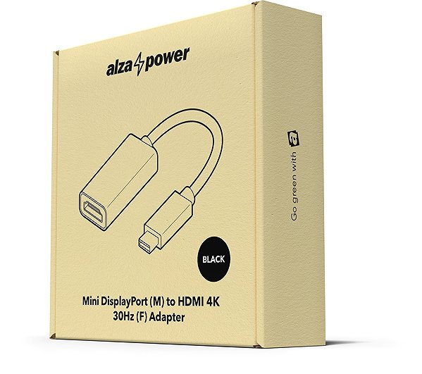 Adapter AlzaPower AluCore Mini DisplayPort (M) to HDMI (F) 4K 30Hz Black Packaging/box