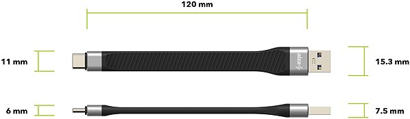 Data Cable AlzaPower FlexCore USB-A to USB-C 3.2 Gen 1 60W 5Gbps Black Features/technology