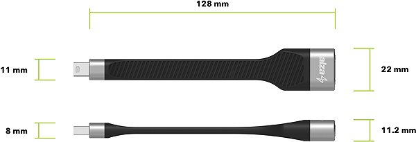 Adapter AlzaPower FlexCore Mini DisplayPort (M) to HDMI (F) 4K 30Hz Black Technical draft