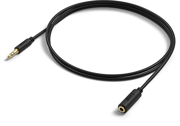 AUX Cable AlzaPower Core Audio 3.5mm Jack (M) to 3.5mm Jack (F) 2m black Lateral view