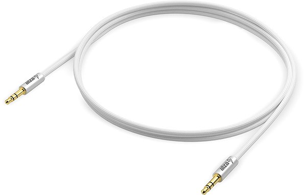 AUX Cable AlzaPower Alucore Audio 3.5mm Jack (M) to 3.5mm Jack (M) 1m silver Lateral view