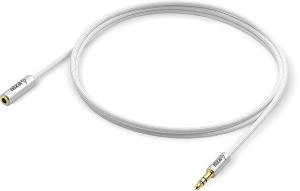 AUX Cable AlzaPower AluCore Audio 3.5mm Jack (M) to 3.5mm Jack (F) 1m silver Lateral view