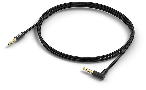 AUX Cable AlzaPower 90Core Audio 3.5mm Jack (M) to 3.5mm Jack 90° (M) 1m black Lateral view