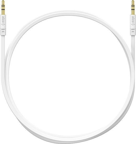 AUX Cable AlzaPower FlatCore Audio 3.5mm Jack (M) to 3.5mm Jack (M) 0.5m white Screen