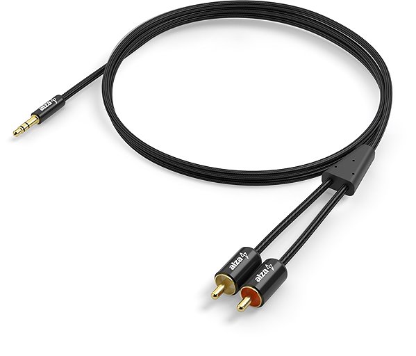 AUX Cable AlzaPower AluCore 3.5mm Jack (M) to 2x RCA (M) 10m black Lateral view