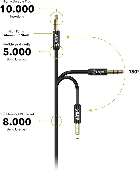 Adapter AlzaPower 3.5mm Jack (M) to 2x 3.5mm Jack (F) 0.15m black Features/technology