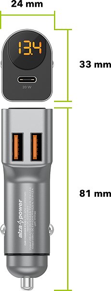 Car Charger AlzaPower Car Charger P530 USB + USB-C Power Delivery dark blue ...