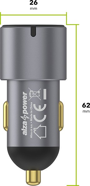 Car Charger AlzaPower Car Charger P550 USB + USB-C Power Delivery 30W grey ...