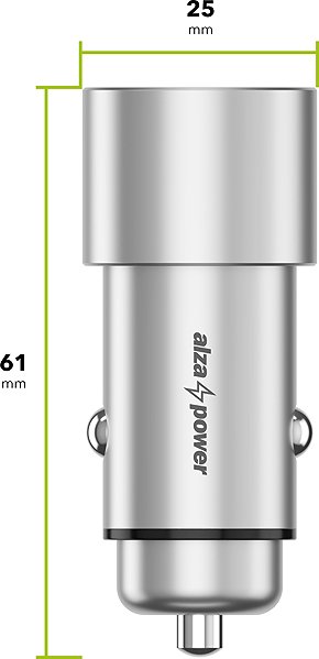 Car Charger AlzaPower Car Charger X525 USB-A + USB-C Power Delivery 30W silver ...
