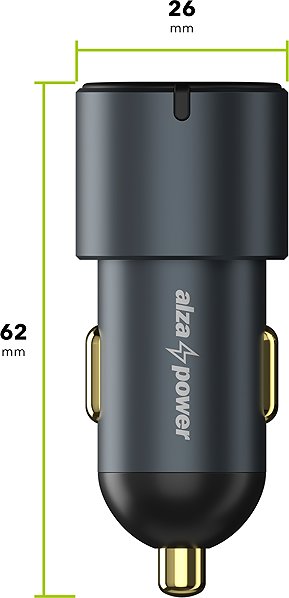 Car Charger AlzaPower Car Charger X530 USB-A + USB-C Power Delivery 60W grey ...