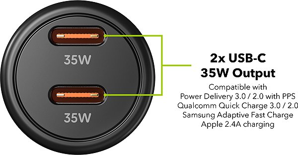 Car Charger AlzaPower Car Charger C530 USB-A + USB-C Power Delivery 35W grey ...