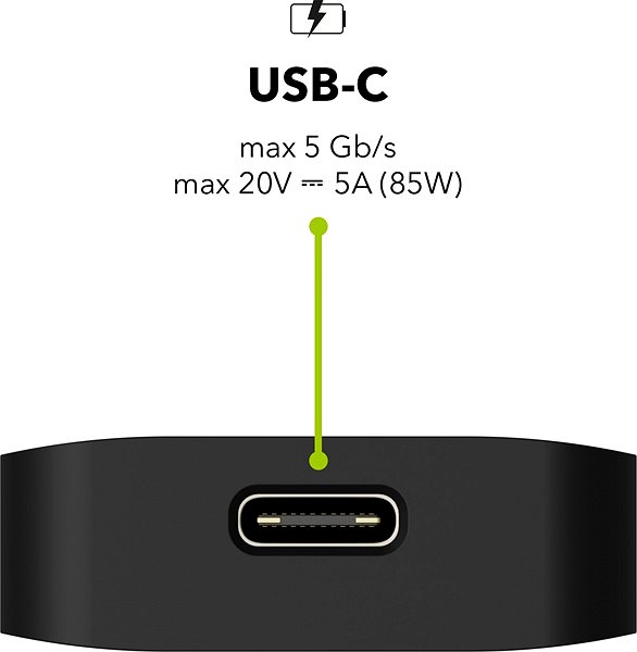Dokkoló állomás AlzaPower USB-C Dock Station 3in1 - fekete Csatlakozási lehetőségek (portok)