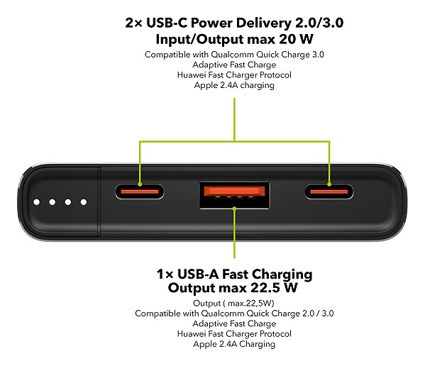 Power Bank AlzaPower Metal Gen2 10000mAh Power Delivery (22.5W) black ...