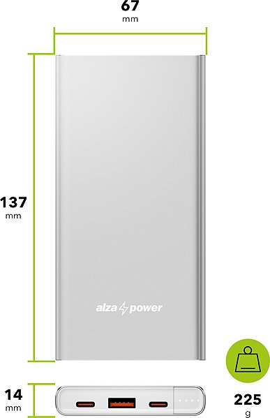 Power Bank AlzaPower Metal Gen2 10000mAh Power Delivery (22,5W) silver ...