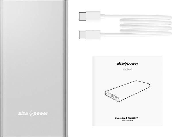 Power Bank AlzaPower Metal Gen2 10000mAh Power Delivery (22,5W) silver ...