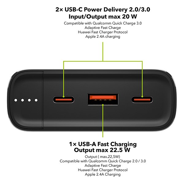 Power Bank AlzaPower Metal Gen2 20000mAh Power Delivery (22,5W) black ...